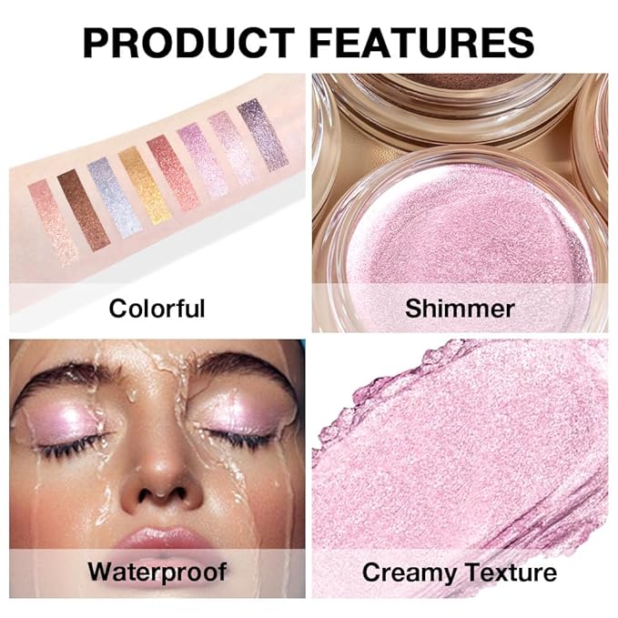 Bright Pink Mousse Single Eyeshadow Palette –Neutral Matte & Shimmer Eyeshadow,Mini Cream Glitter Eye shadow,Long Lasting Highly Pigmented Eye Makeup Compact Travel Siz Eye shadow for Older Women 03#