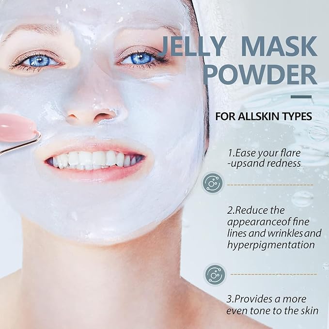 Jelly Mask for Facials Professional Hydrating Deep Cleaning Face Mask Set - 115Fl Oz 5 Treatments (Hyaluronic Acid,Bulgari Rose,24K Gold,VC Essence,Tea tree)