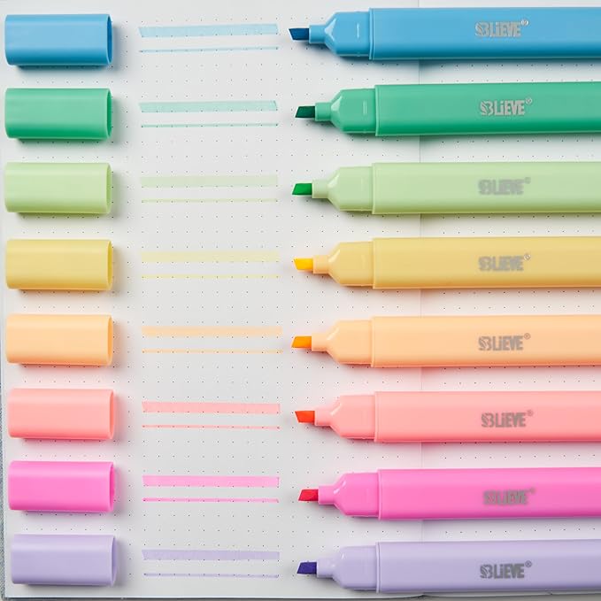 BLIEVE- Aesthetic Bible Highlighters No Bleed Through Assorted Colors, Cute Highlighter Dual Tip For Journaling Supplies And School Accessories, Bible Highlighters And Pens No Bleed (VIBRANT)