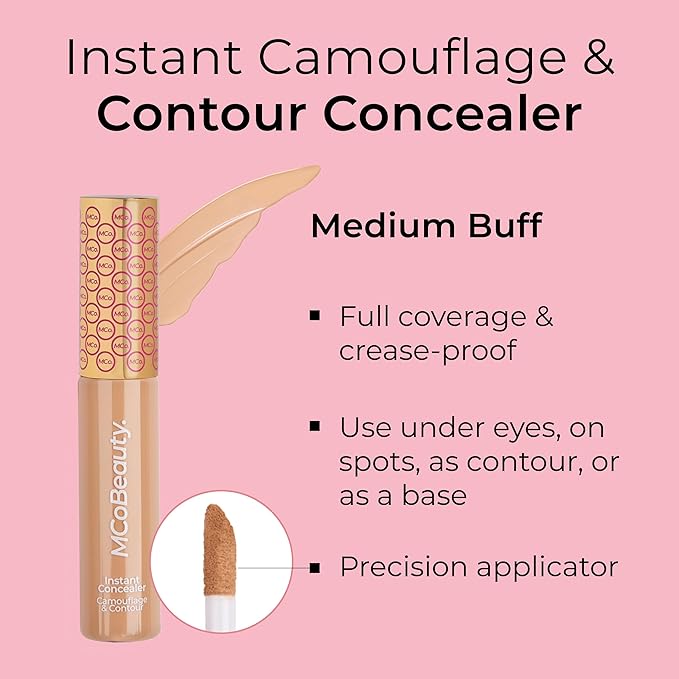 MCoBeauty Instant Concealer Camouflage & Contour, Medium Buff, Perfecting Contour with Flawless Coverage, Vegan, Cruelty Free Cosmetics