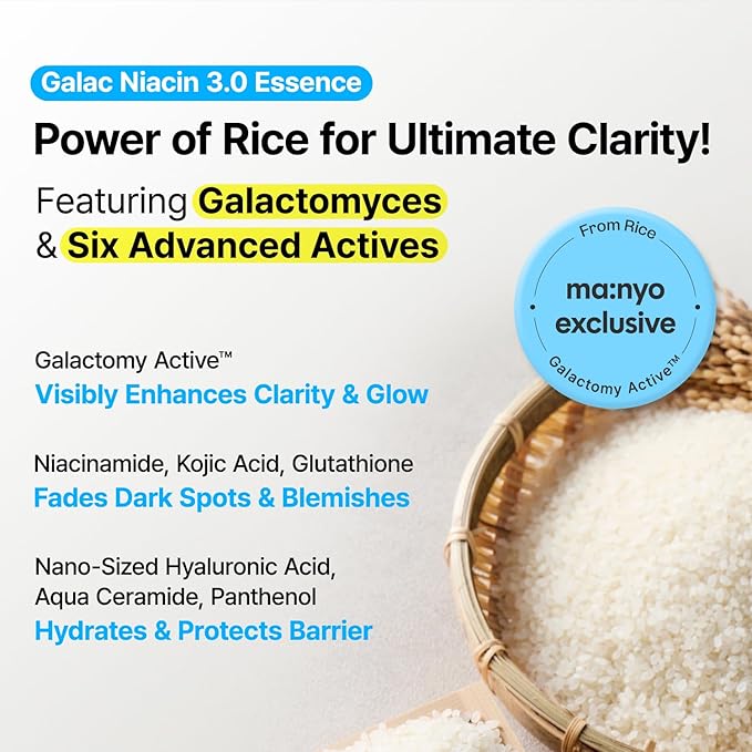 MANYO Galac Niacin 3.0 Essence Korean Facial Serum, Ultra Hydrating, Tone Balancing, Niacinamide, for Women and Men Korean Skin care 2.02 fl oz (60ml)