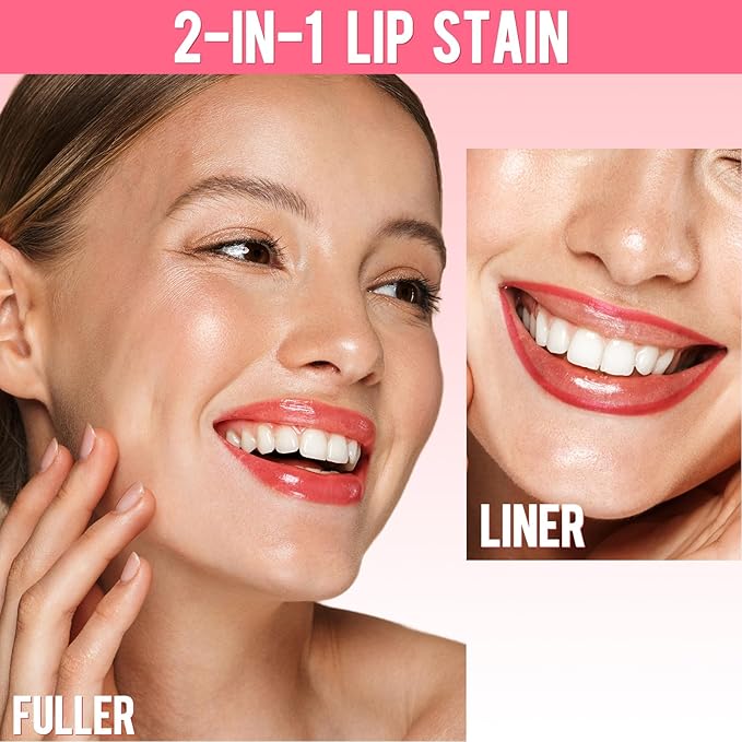 Lip Stain - Lip Liner Stain, Long Lasting Peel Off Lip Stain, Natural Peel Off Lip Liner Stain with Tweezer, Easy to Use, Waterproof, Smudge-proof, Transfer-proof, Cocoa
