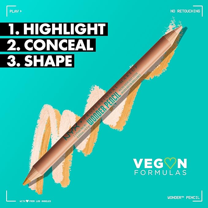 NYX PROFESSIONAL MAKEUP Wonder Pencil, Multi-Use Micro Highlighter & Concealer Stick - Medium Peach (Pack of 2)