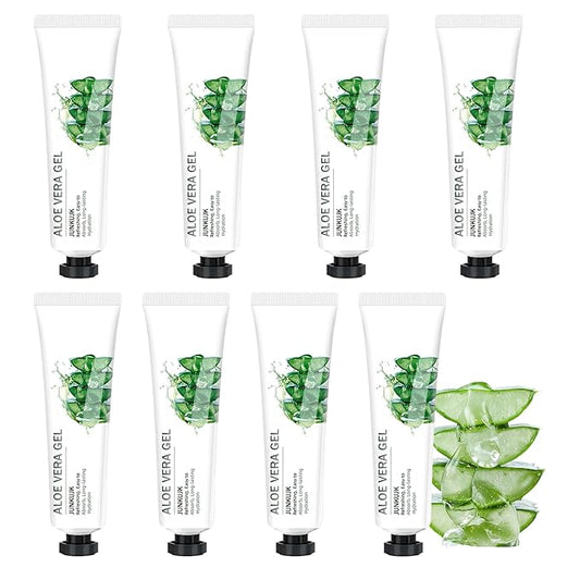 8PCS Travel Size Organic Aloe Vera Gel for Face & Body,Moisturizing Non-sticky Pure Aloe Gel After Sun Aloe Lotion Skin Care,Fast Absorbing Refreshing Hydrating Face Moisturizer for All Skin Types C