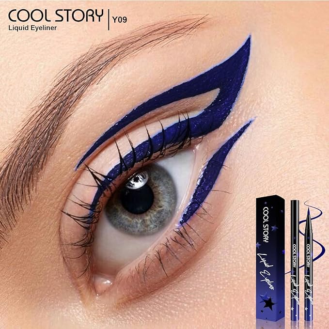 COOL STORY Liquid Eyeliner Waterproof Smudge Proof Eye Liner, 24H Long-Lasting, 0.6ml/0.02 fl.oz (Blue)