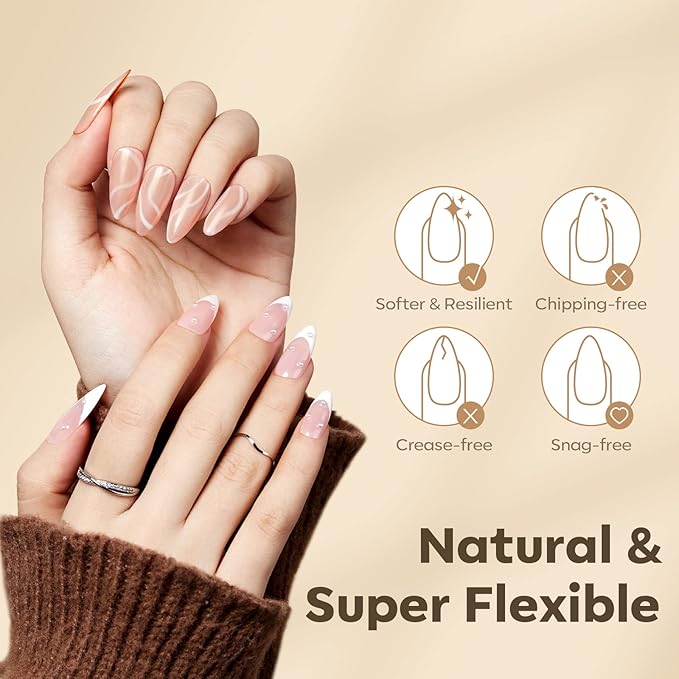 Modelones Medium Almond Nail Tips, 510Pcs Fake Nails Gel Tips Pre-shaped Full Matte Cover False Acrylic Extensions No Filed Stronger Press on Manicure 15 Sizes