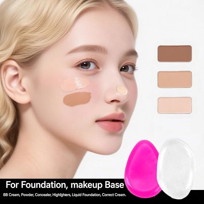 Silicone Makeup Sponge Set (2-Pack), Reusable Blending Foundation Sponge Puff, Non-Absorbent Latex-Free Beauty Blender for Liquid, Cream, Powder - Easy Clean, Hypoallergenic