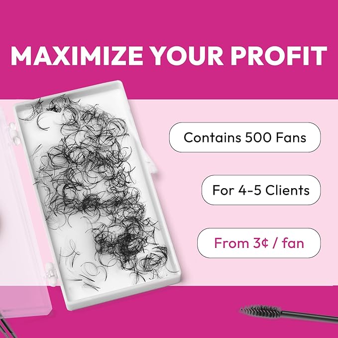 Eyesy Lash 500 Wispy Promade Fans - 9D 0.05 Size 14mm Curl C - Natural Wispy Lashes Loose Premade Lash Fans for Eyelash Extensions Handmade Pre Made Eyelashes for Spiky, Volume, Natural Look