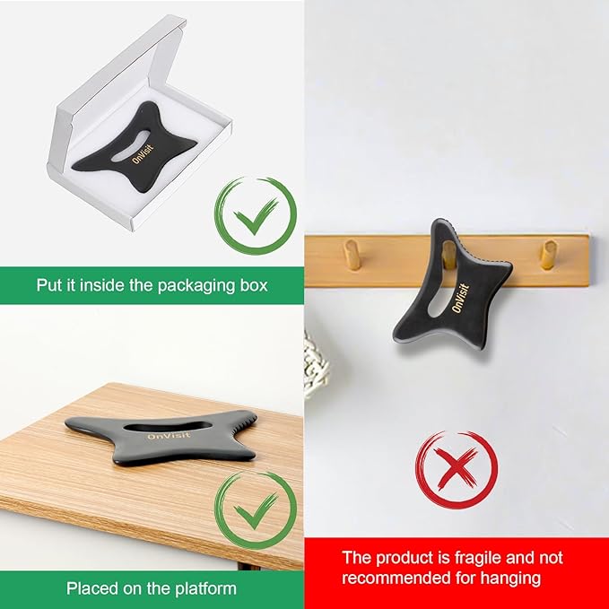 Full Body Gua Sha Tool and Facial Massage Tools, Ergonomic Bian Stone Handle Guasha Scraping for Neck/Arm/Back/Legs and Stomach Massager for Lymphatic Drainage & Cellulite (Black, Large)