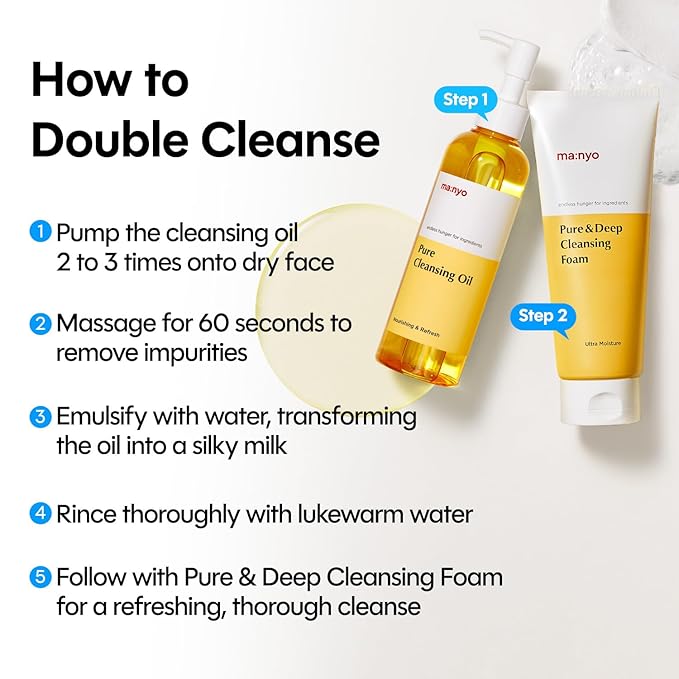 ma:nyo Pure Cleansing Oil Korean Facial Cleanser, Blackhead Melting, Daily Makeup Removal with Argan Oil, Korean Skin care 6.7 fl oz *(2 Pack)
