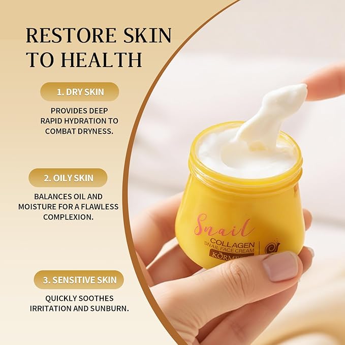 Snail Collagen Face Cream,Snail Hydrating Anti-Wrinkle and Rejuvenating Cream,Brightening Moisturizing Repair Firming Collagen Cream for Women (2PCS)