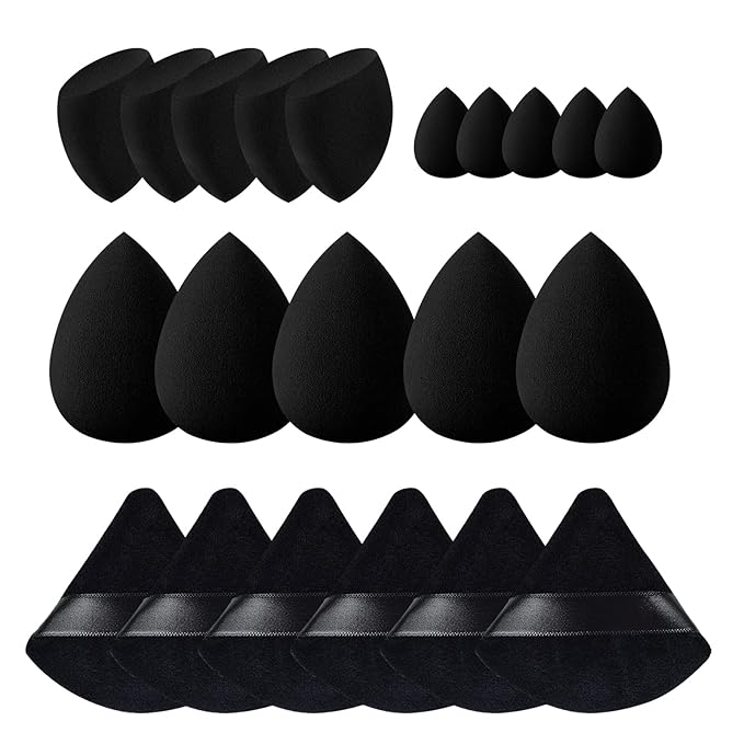 21 pcs Black Beauty Blender Makeup Sponge Bulk:Blender Sponges 21 Pcs for Liquid, Cream, and Powder, Multi-colored Pink make up sponges for foundation