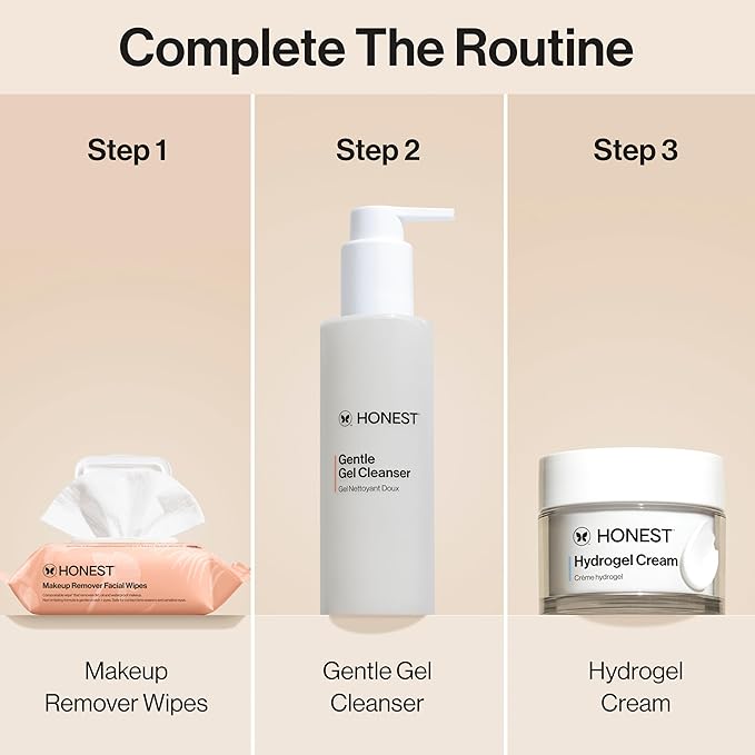 Honest Beauty Fragrance Free Cleansing Makeup Remover Facial Wipes | Plant Based, Hypoallergenic, Gentle for Sensitive Skin | 90 Count