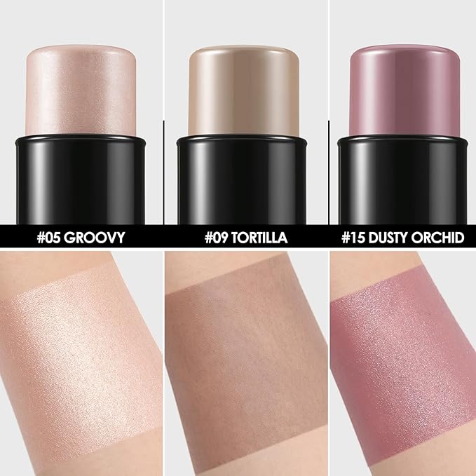 FOCALLURE 3PCS Cream Contour Stick - Highlighter Bronzer Blush Set for Face Sculpting, Non-Greasy Longwear Makeup, Easy to Blend with Natural Matte Finish,SET 2