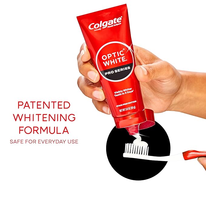 Colgate Optic White Pro Series Whitening Toothpaste with 5% Hydrogen Peroxide, Stain Prevention, 3 Oz Tube