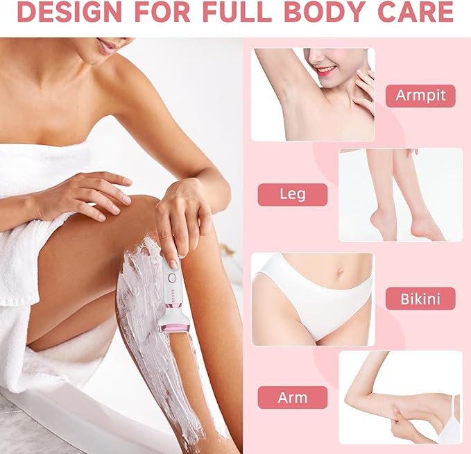 RUIM Bikini Trimmer for Women, 5 in 1 Electric Razors for Shaving, Waterproof Rechargeable Pubic Hair Trimmer with LED Display, Pink