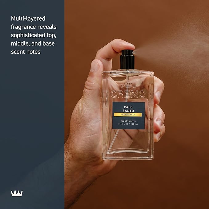 Cremo Cologne for Men - Palo Santo Mens Cologne Spray - A Combination of Bright Cardamom, Dry Papyrus and Aromiatic Palo Santo, Fragrances For Men, 3.4 Fl Oz