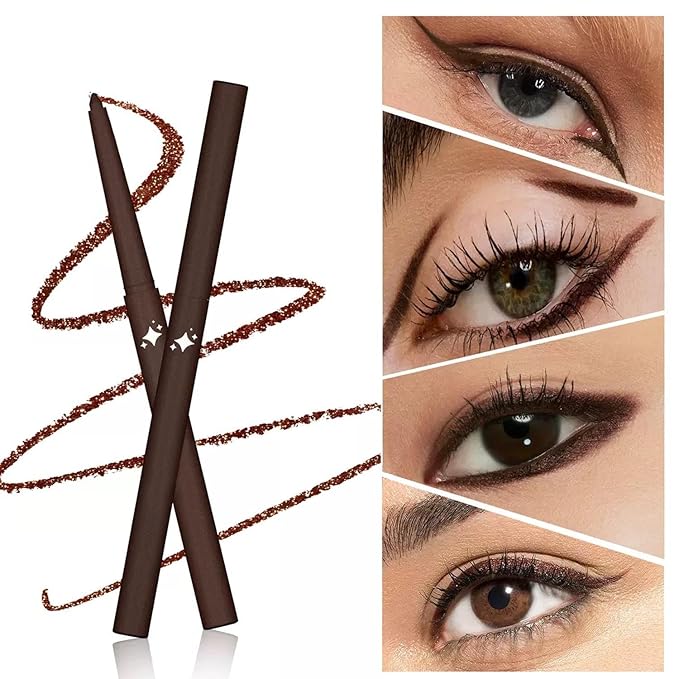 Dark Brown Bronze Eyeliner Waterproof Brown Eyeliner Pencil Retractable brown gel eyeliner Smudge-proof Long Lasting Hypoallergenic (09# dark brown shimmer)