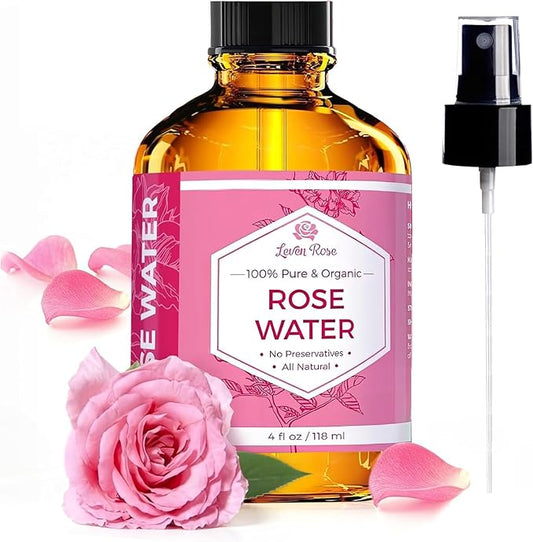 Rose Water Spray for Face by Leven Rose - Pure Natural Moroccan Rosewater Hydrosol Face Spray - Organic Rose Water for Hair 4 oz