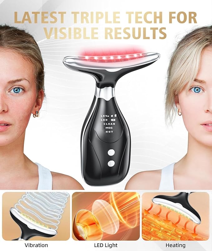 7-in-1 Facial Sculptor Massager, Red Light Therapy for face, 7 Color Modes with Heating & Vibration, Portable Face Massager Tool for Wrinkles & Skin Tone, Arc Design for Better Cream Absorption