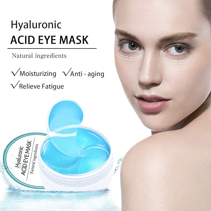 Under Eye Patches, Hyaluronic Acid Eye Mask Moisturizing, 60PCS Eye Gel Pads With Collagen Eye Treatment for Reducing Dark Circles, Wrinkles Anti-Aging, Fine Lines Eye Bags Puffiness Women Men