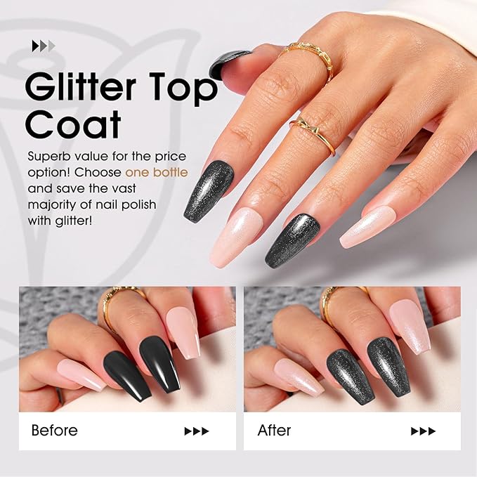 ROSALIND White Black Gel Nail Polish Set with Matte and Glitter Top Coat, 6 Colors Black Milky White Neutral Nude Grey Gel Nail Polish Soak Off Gel Nail art