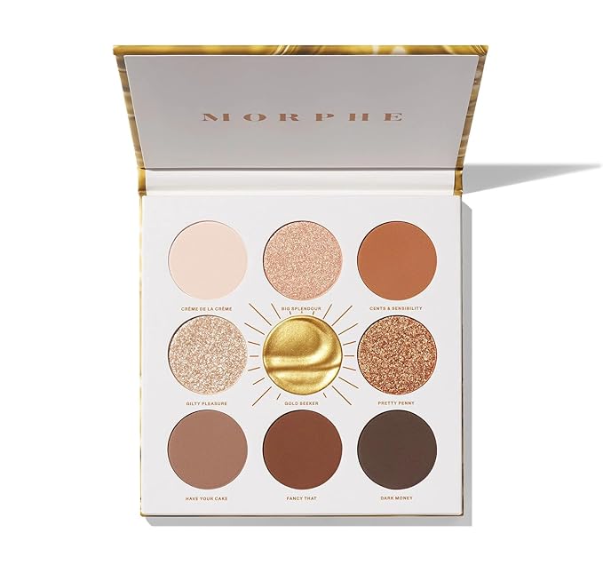 Morphe Rich & Foiled Artistry Palette - Foil-Effect Eyeshadow Palette with Matte, Shimmer & Foil Finishes - Brown & Gold Eyeshadow with Luminous Payoff - Gold Seeker (0.35 oz)