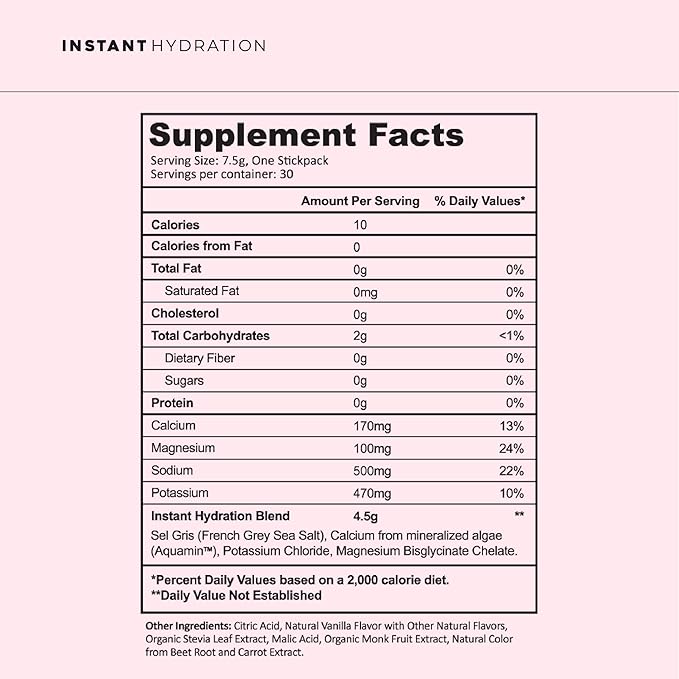 Instant Hydration Electrolytes Powder Packets - Cotton Candy Drink Mix - Zero Sugar - Keto, Vegan, Gluten-Free, Non-GMO - Boost Recovery, Brain Health, Muscle & Tissue Support- 30 Sticks