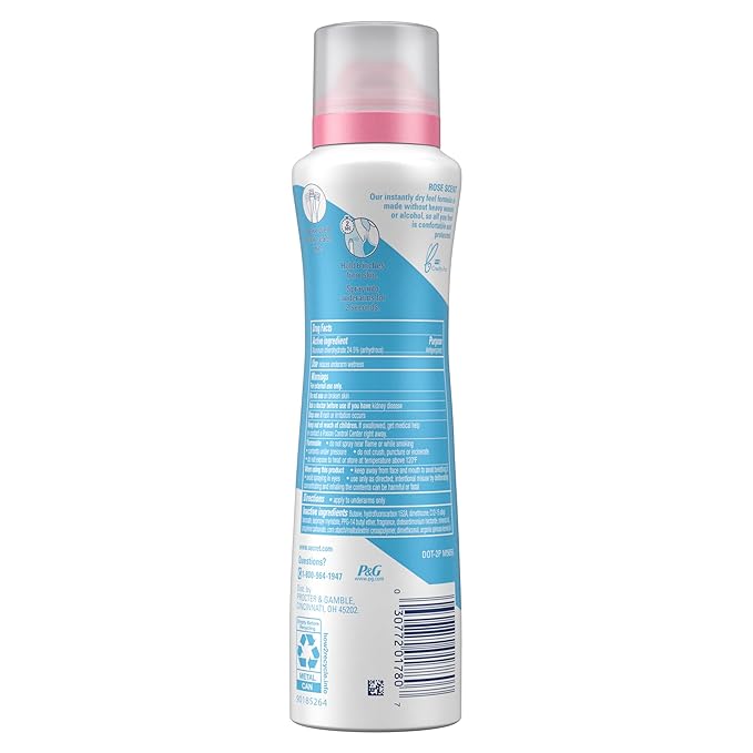 Secret Dry Spray Antiperspirant Deodorant, Wild Rose and Argan Oil, 4.1oz (Pack of 2)