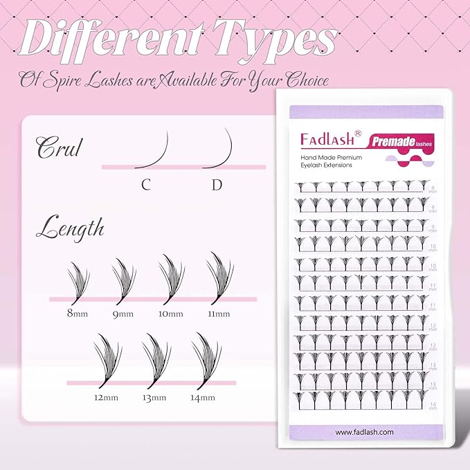 Premade Lash Fans Anime Lashes 0.07 D Curl Natural Manga Lashes Soft Black Eyelash Extensions for Professional Salon Use by FADLASH (0.07-D-8-14mm)
