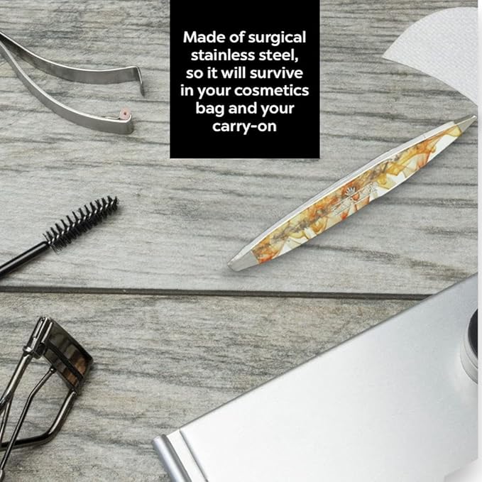 F.A.R.A.H Z-Tweeze Professional Stainless Steel Dual Ended Precision Tweezers Slanted and Pointed Tips (Smoky)