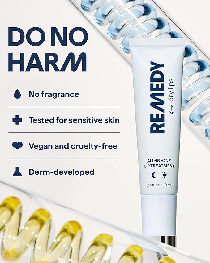 Remedy for Dry Lips - Hydrating and Healing Lip Balm Ointment with Ceramides, Peptides, and Dimethicone - Repairs Dry, Cracked Lips - By Dermatologist Dr. Shah