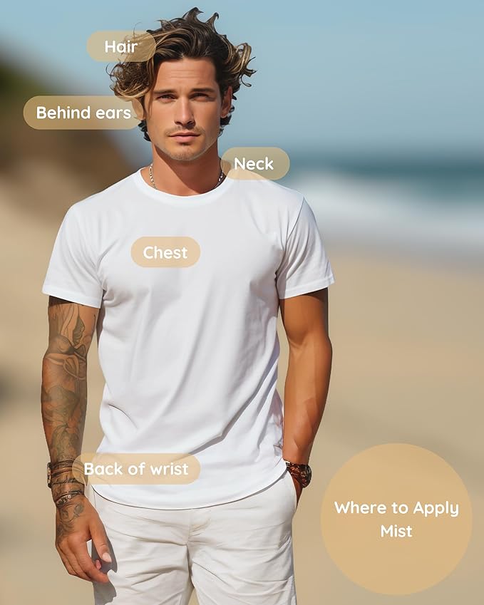 Santal Natural Hair & Body Mist Spray, Pure Essential and Fragrance Oils, Alcohol-Free, Handmade in California, 0.5Fl Oz