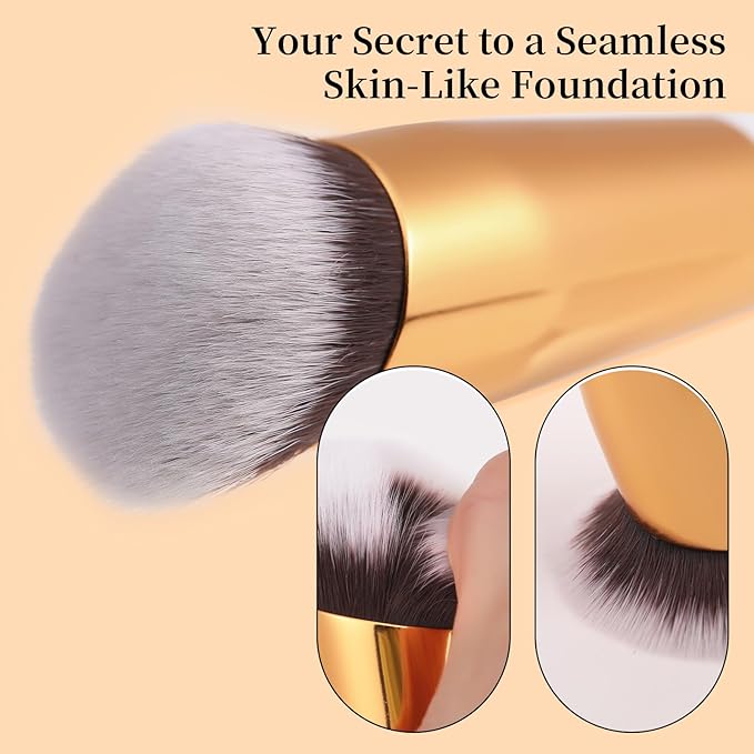 docolor Concealer Brush and Foundation Brush for Liquid Makeup, 2PCS Angled Kabuki Blending Makeup Brush Perfect for Liquid Cream Powder Blending,Stippling,Highlighter and Nose Contour