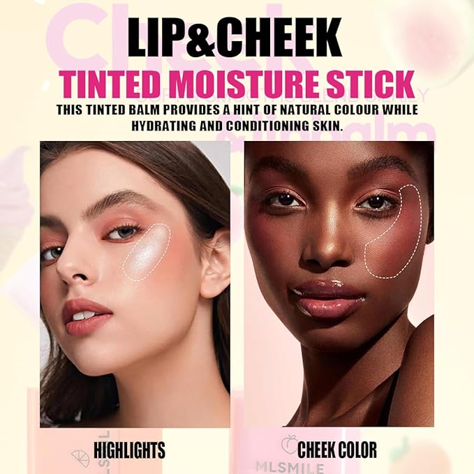 Multi-Purpose Makeup Hydrating Cream Blush Stick, Beauty Solid Moisturizer Stick For Cheek & Eyes & Lips，Waterproof Natural Moisture Smooth Blendable Matte Finish Face Blush Makeup (#01 Peach)