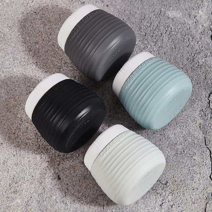 Travel Containers for Toiletries, 1.7oz Travel Size Premium Silicone Cosmetic Cream Jars, TSA Approved Leak-Proof Refillable Accessories W/Toiletry Bag for Cosmetic Face Body Cream(Gray)