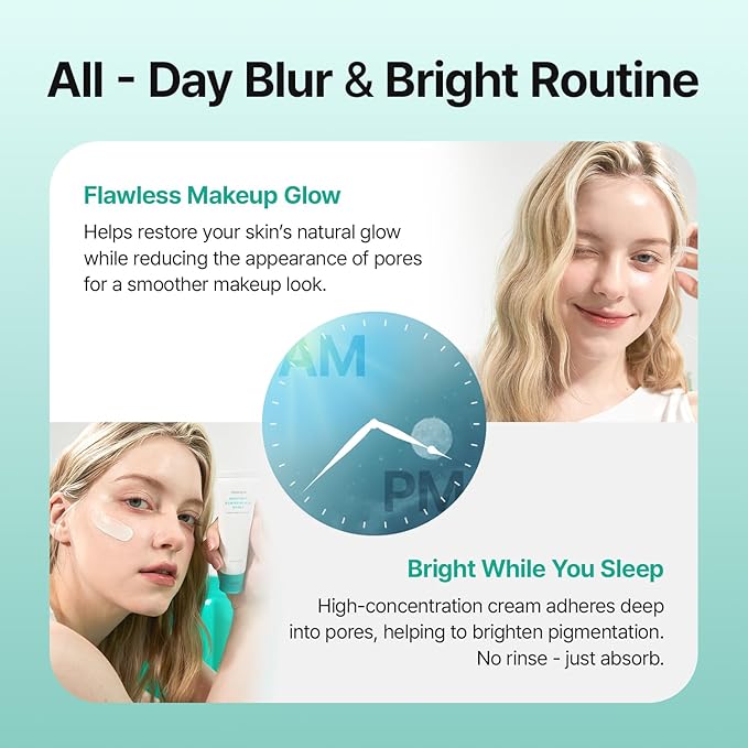 Porethera Real Bifida Blur Cream - Korean Face Moisturizer - Pore Minimizer Face Tone-Up Cream for Blurring Face - Pore Regenerating - Facial Moisturizer for Oily and Acne-Prone Skin, 1.69 fl.oz