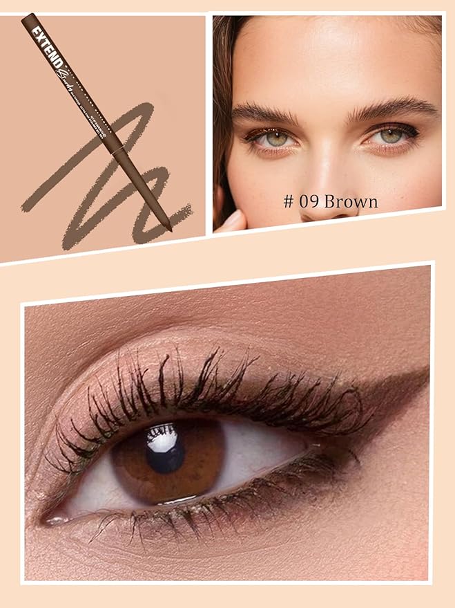 Brown Gel Glitter Eyeliner Pencil, Metallic Waterproof Smudge-Proof Creamy Retractable Smooth Eye Liner pencil, Hypoallergenic Long Lasting Eyeliner Brightener Pen Crayon Eye Makeup Gift for Women#09
