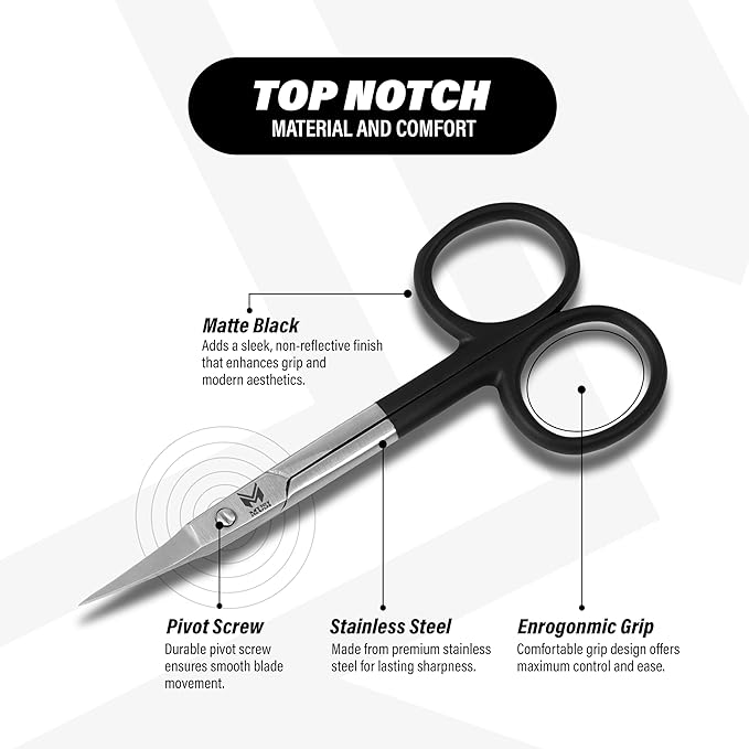 Eyebrow Tweezers Set with Eyebrow Scissors – 4+1 Stainless Steel Tweezers for Women Men Facial Hair - Sharp Tweezer for Shaping Eyebrows - Precision Grooming Tool for Plucking Coarse and Ingrown Hairs