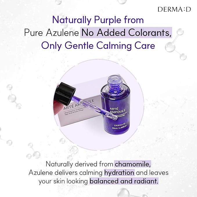 Azulene Arte Ampoule 1.69 fl oz - Korean Face Serum for Sensitive, Redness-Prone Skin | Calming, Hydrating Ampoule with Azulene & Botanical Extracts for Daily K-Beauty Skincare