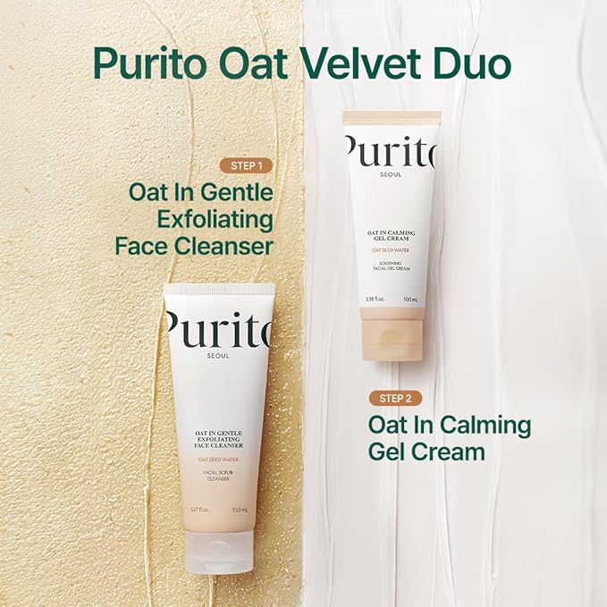 PURITO Oat In Calming Gel Cream, Oat Seed Water for Hydration & Soothing, Lightweight, Non-Sticky Moisturizer for Sensitive Skin, Non-Comedogenic, Fragrance-Free, Korean Skincare, 100ml 3.38 fl.oz