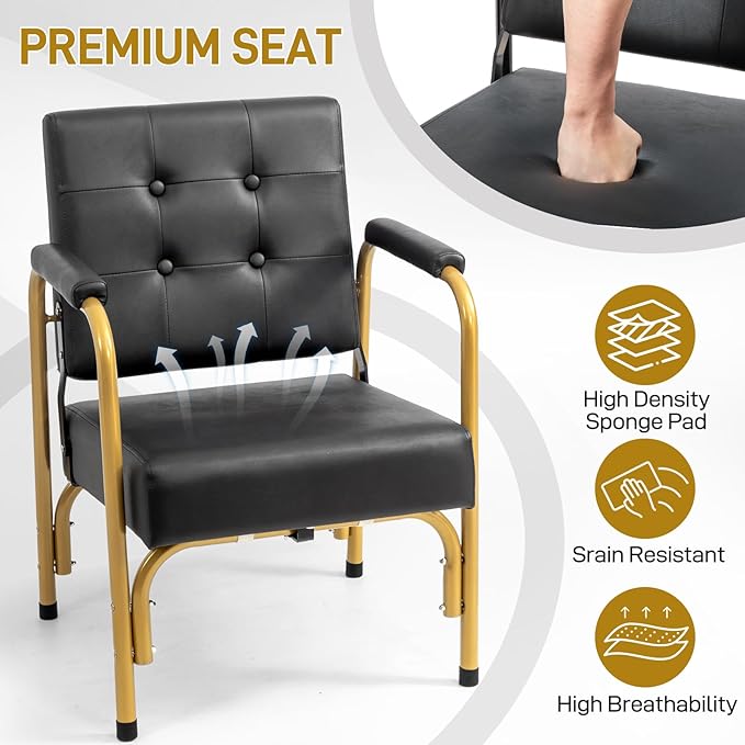 Winado Auto Recline Shampoo Chair, Portable Salon Barber Chair with Tilted Backrest, Heavy Duty Spa Beauty Equipment for Hair Stylists, Tattoo Artists, Cosmetologists, Gold