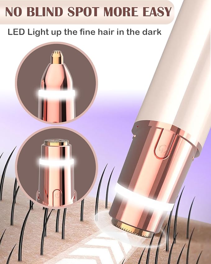 Facial Hair Remover and Eyebrow Trimmer - 2 in 1 Facial Hair Removal Epilators for Women - Rechargeable Travel Face Hair Razor Bikini Shaver for Face Peach Fuzz Lips Chin Armpit Body (Blue)