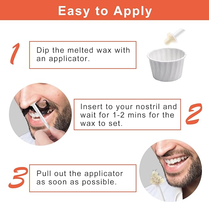 Nose & Ear Hair Wax Kit for Men & Women, 100g Wax with 20 Applicators, Safe Home Grooming Solution for Painless 15-20 Time Usage