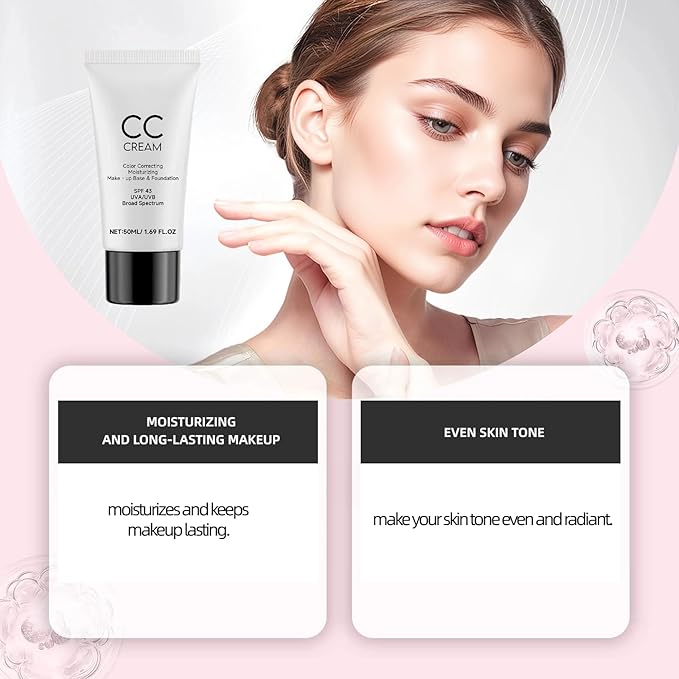 Cc Cream for Older Women,Cc Cream With Spf 43,Self Adjusting for Mature Skin, Anti-Aging Sunscreen Foundatio with Moisturizer, Conceals, Moisture & Anti Aging(3) (3)