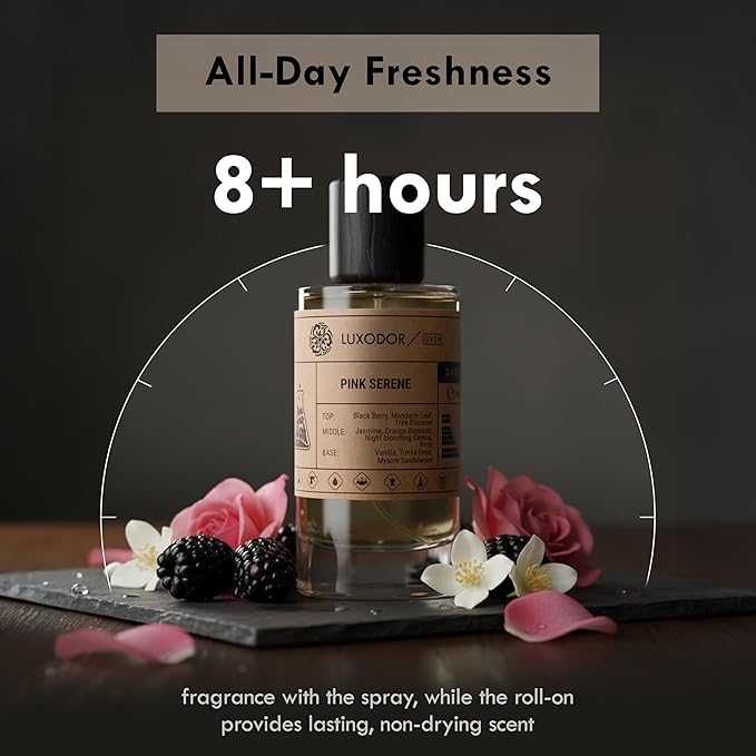 Pink Serene - Inspired by Addict - pheromones perfumes for women - cologne dupes fragrances - Clean ingredients Paraben Free Vegan - 3.4 fl. oz (100ml) with perfume oil 10 ml roll-on