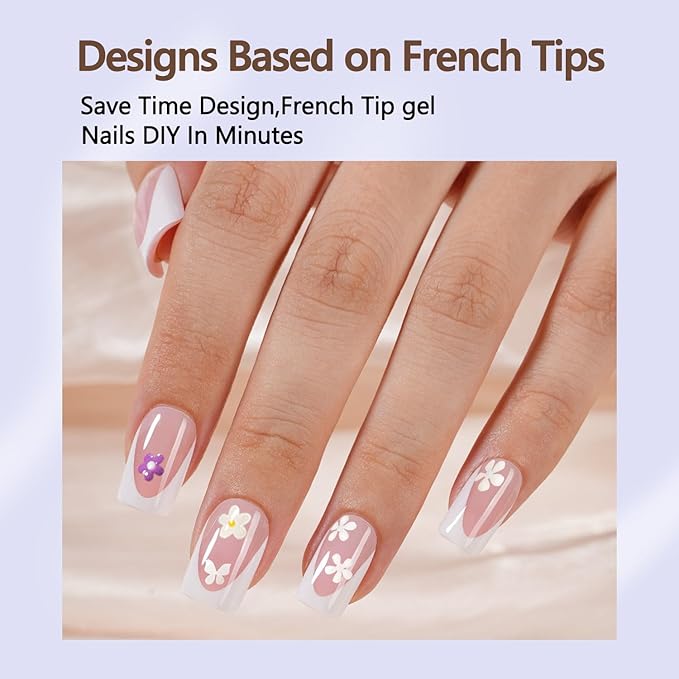 Misssix French Gel Nail Tips, 160Pcs Deep Almond French Tip Press on Nails Short Square, No Need to File Tips Pre-lasting, Fake Nails for Nail Art DIY 16 Sizes