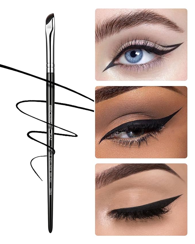 Eyeliner Brush, EIGSHOW Sickle Angled Gel Eyeliner Makeup Brush for Precise Eye Liner, Eyebrow, Eyelid with Ultra Thin Curved Vegan Bristles (E865)