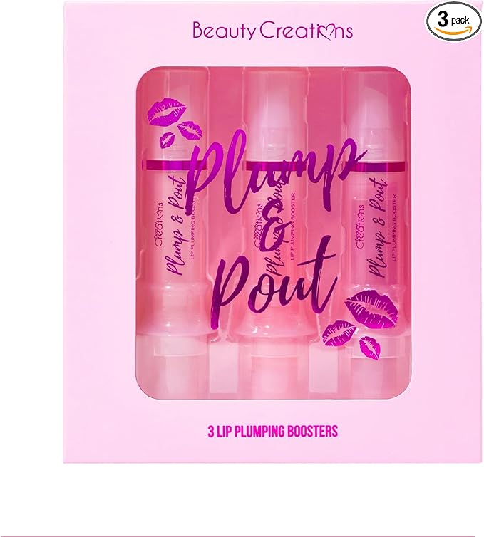 Beauty Creations Plump and Pout Lip Plumper 3-Pack: Enhance Your Lips with Pink Lemonade, Legally Hot and Mystery Lip Plumper Syringe Lipgloss Booster