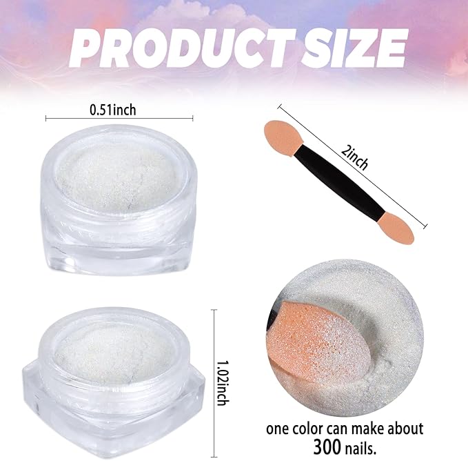 Laza Mermaid Pearl Chrome Nail Powder, 8 Colors Metallic Mirror Effect Pigment, Iridescent Aurora Nail Glitter Dust Kit for Gel Nail Art Decoration, Resin Craft, Gifts - Sweet Candy